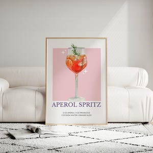 Bar Decor Cocktail Poster, Aperol Spritz Art Print, Party Signature Drink Sign, Trendy Wall,Minimalist Elegant,Trendy Retro Wall Art