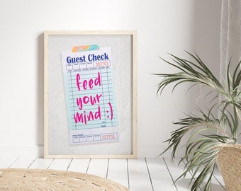 Guest Check Print, Guest Check Poster, Digital Download, Receipt Poster, Trendy Wall Decor, Retro Wall Art, Funny Wall Art