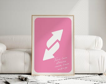 True Love Stories Poster, Minimalist Pink Wall Art, Romantic Quote Print, Aesthetic Love Decor, Typography Poster, Digital Download