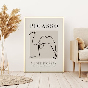 Pablo Picasso Wall Art, Animal Line Art, Picasso Exhibition Poster, Vintage Line Art Drawing, Digital Download