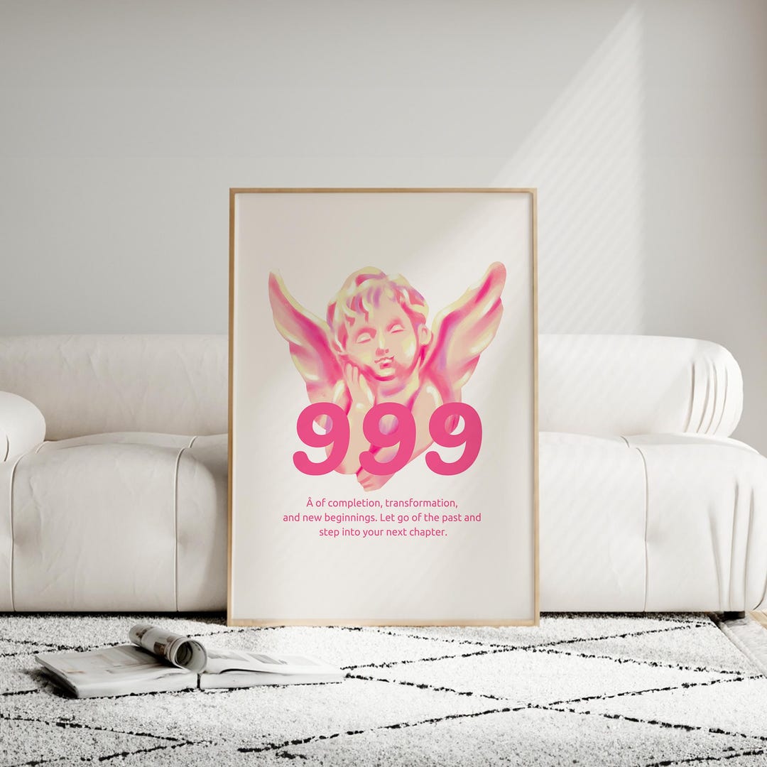 999 Angel Number Print, Spiritual Transformation Art, Celestial Wall ...