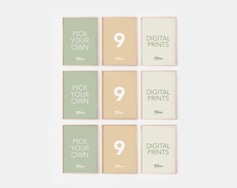 Wählen Sie Ihre eigenen 9 Digitaldrucke, wählen Sie 9 beliebige Digitaldrucke, individuell druckbares Kunst-Set, benutzerdefinierte Wandkunst, wählen Sie Ihre eigenen, druckbare Wandkunst aus