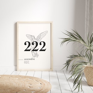 222 Liczba Anioła, Wydruk Numeru Anioła, Natychmiastowy Wydruk Ścienny, Pobieranie Cyfrowe, Wyrównanie, Duchowy Plakat Energii Manifestacji,