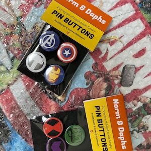 Avengers Icon Pin Badge Set – 7 Marvel-Inspired Collectible Buttons