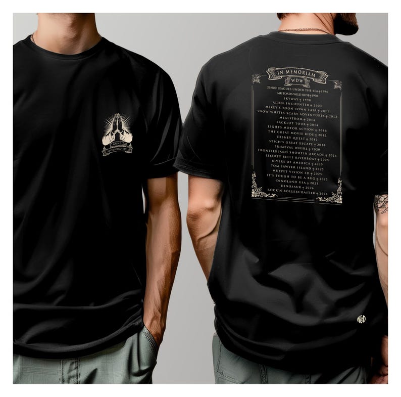 T-shirt med Disney-motiv | T-shirt med hyllning till Walt Disney World-attraktioner | T-shirt med historia i Disneyparken | Gåva till Disney-fans bild 5