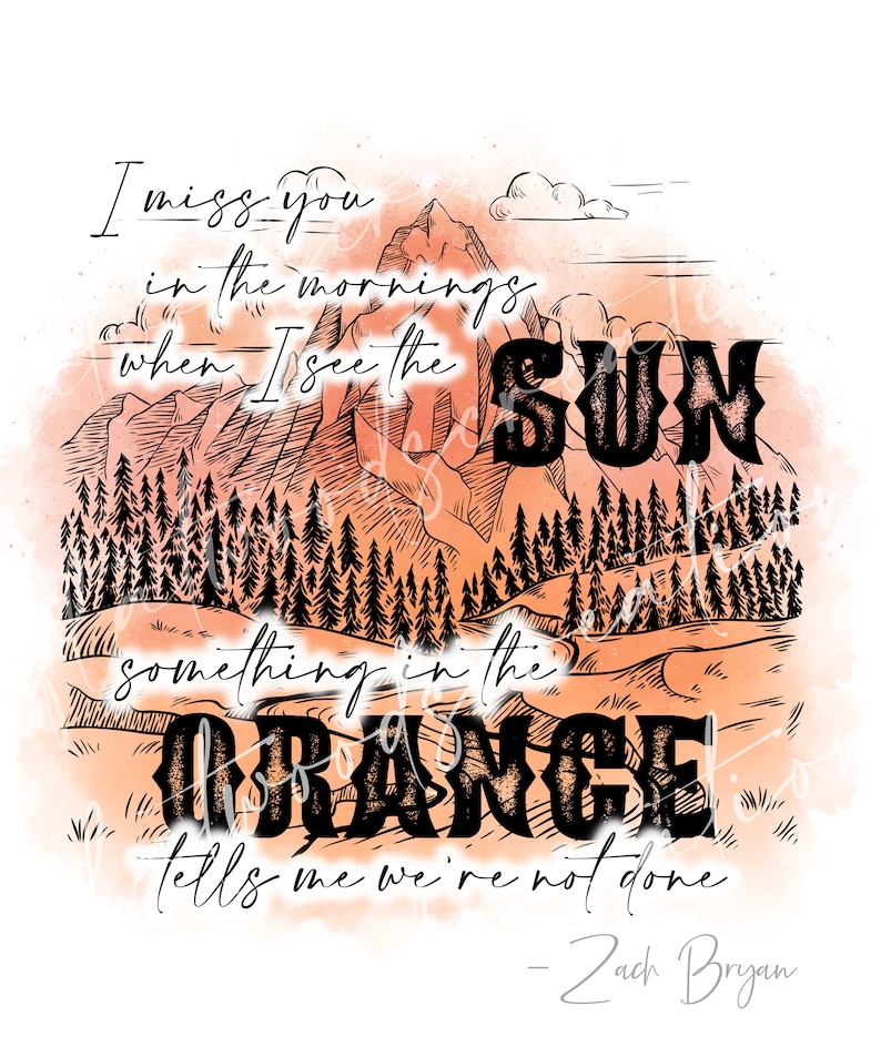 Something in the Orange Lyrics Sunset Watercolor With Etsy
