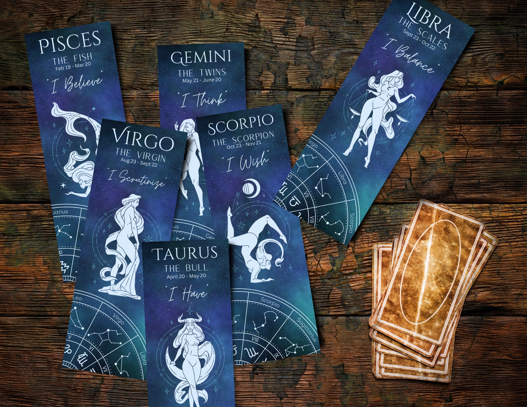 Printable Zodiac Sign Bookmarks, Instant Download, Zodiac Gifts, Book ...