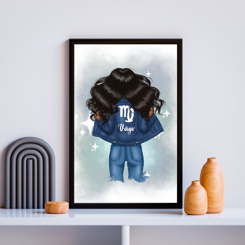 Printable Digital Download Black Girl Zodiac Virgo Star Sign - Etsy