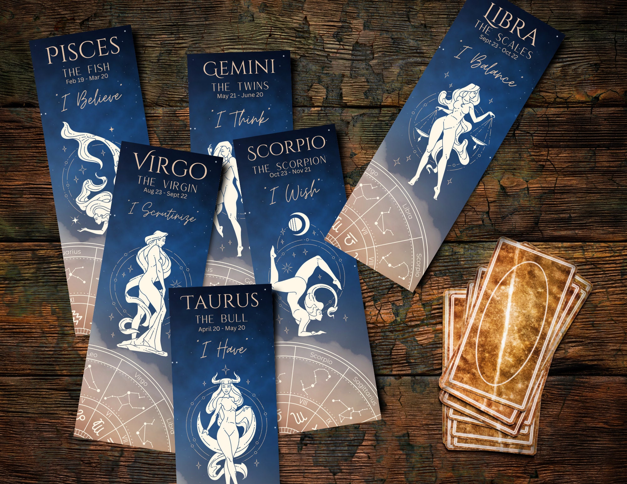 Printable Zodiac Sign Bookmarks, Instant Download, Zodiac Gifts, Book ...