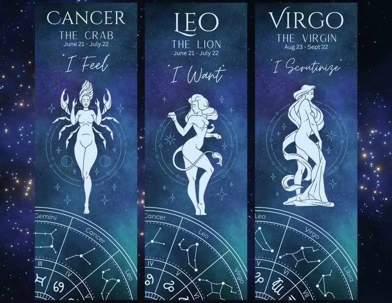 Printable Zodiac Sign Bookmarks, Instant Download, Zodiac Gifts, Book ...