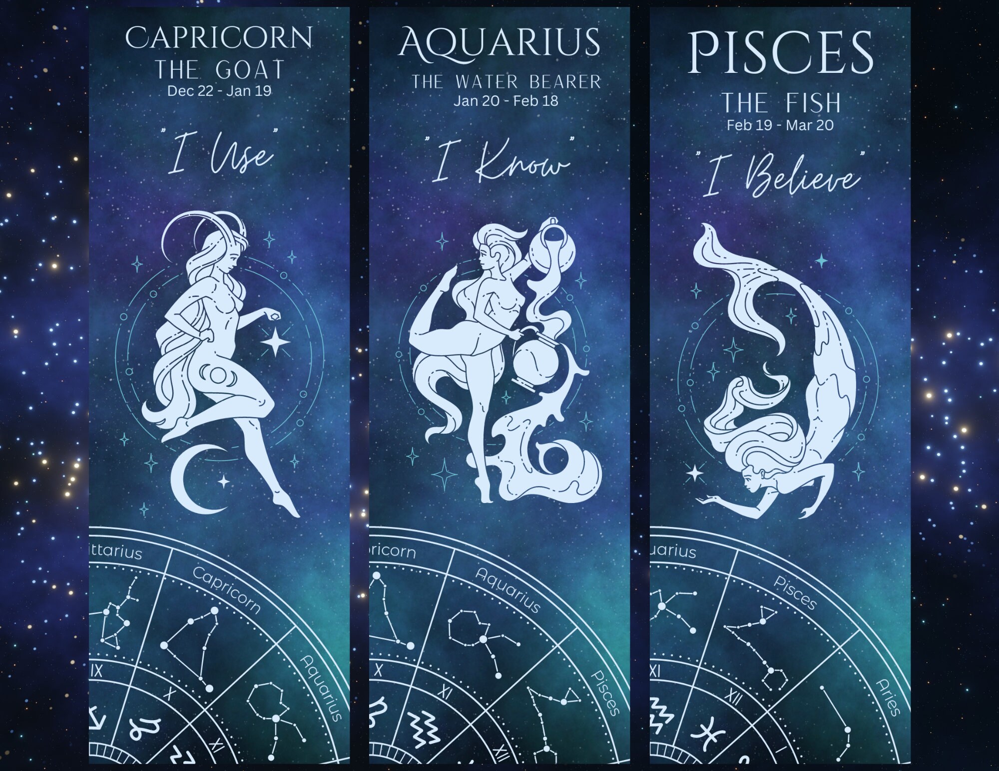 Printable Zodiac Sign Bookmarks, Instant Download, Zodiac Gifts, Book ...