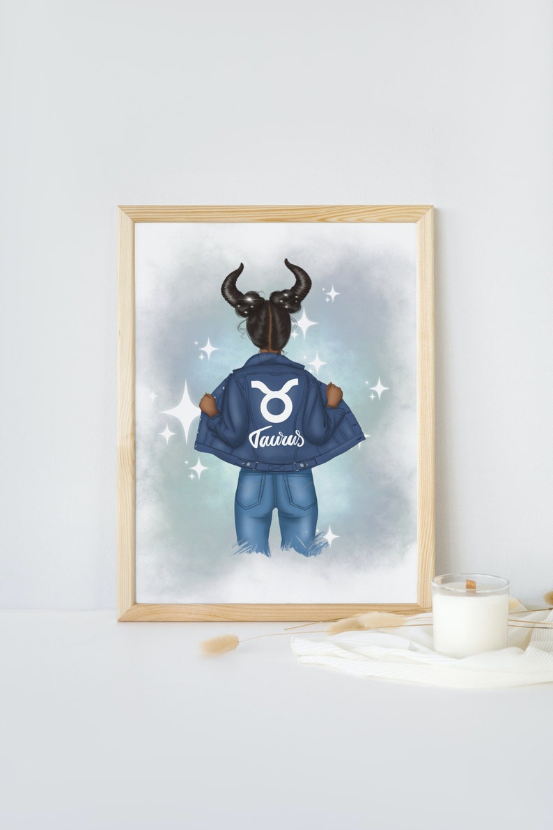 Printable Digital Download Black Girl Zodiac Taurus Star Sign - Etsy