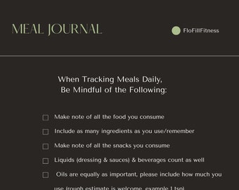Meal Journal | Meal Tracker | Weekly Meal Tracker | Food Tracker Template | Printable Meal Tracker