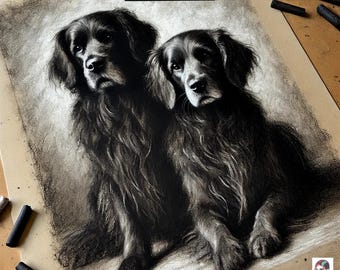 Custom Charcoal Pet Portrait | Hand-Drawn Dog & Cat Memorial Art from Photo
