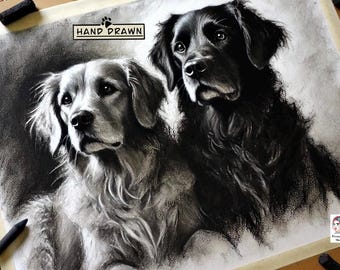 Hand-Drawn Charcoal Pet Portrait: Custom Dog Art