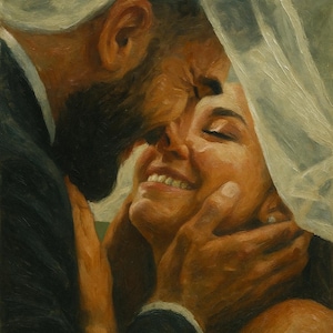 Custom Wedding Oil pastel Painting on paper, Custom Portrait Painting, Couple Portrait Painting from Photo, Custom Anniversary Gift.