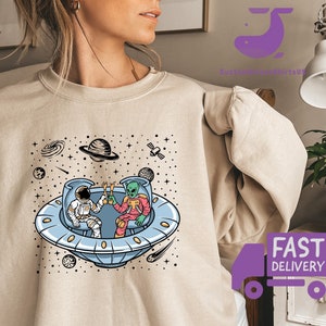 Funny Alien Sweatshirt, UFO Alien Sweatshirt, Space Gifts, Funny Sweatshirts, UFO Sweater, Trendy T-Shirt, Unisex Crewneck, Gift For Him