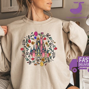 Magic Kingdom Castle Sweatshirt, Vintage Disney Shirt, Retro Princess Castle Crewneck, Magic Kingdom Floral Spring Tee, Magical Vacation Tee