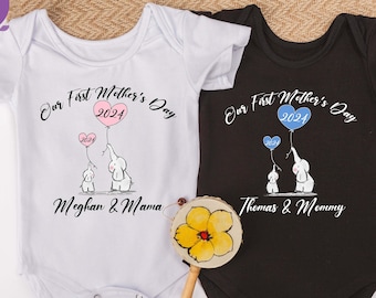 Our First Mother's Day Shirts, Custom Mother's Day Shirt, Matching Mommy And Me Shirt, Elephant Mommy And Me Shirt, 1st Mothers Day Shirt
