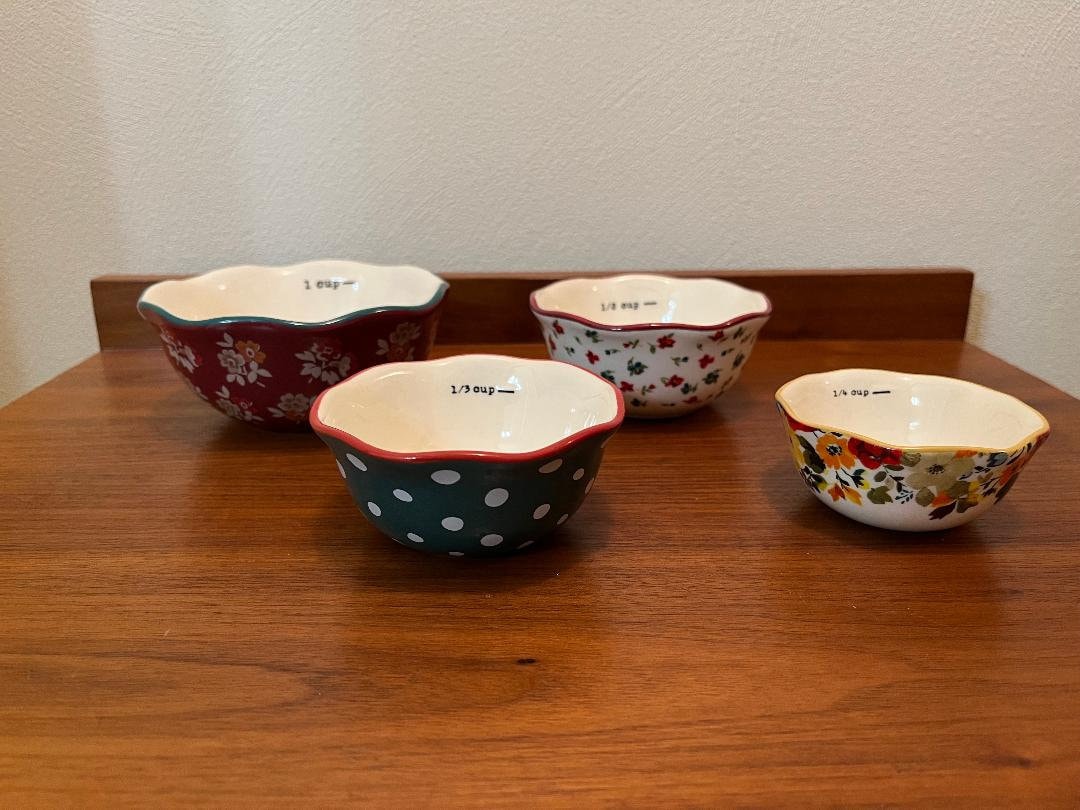 New Pioneer Woman 4pc Measuring Cup Bowls Breezy Blossom Floral Flowers