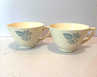 Tazzine da caffè piatte vintage anni '50 Marcrest in abete blu, stile Mid-Century Modern - set da 2