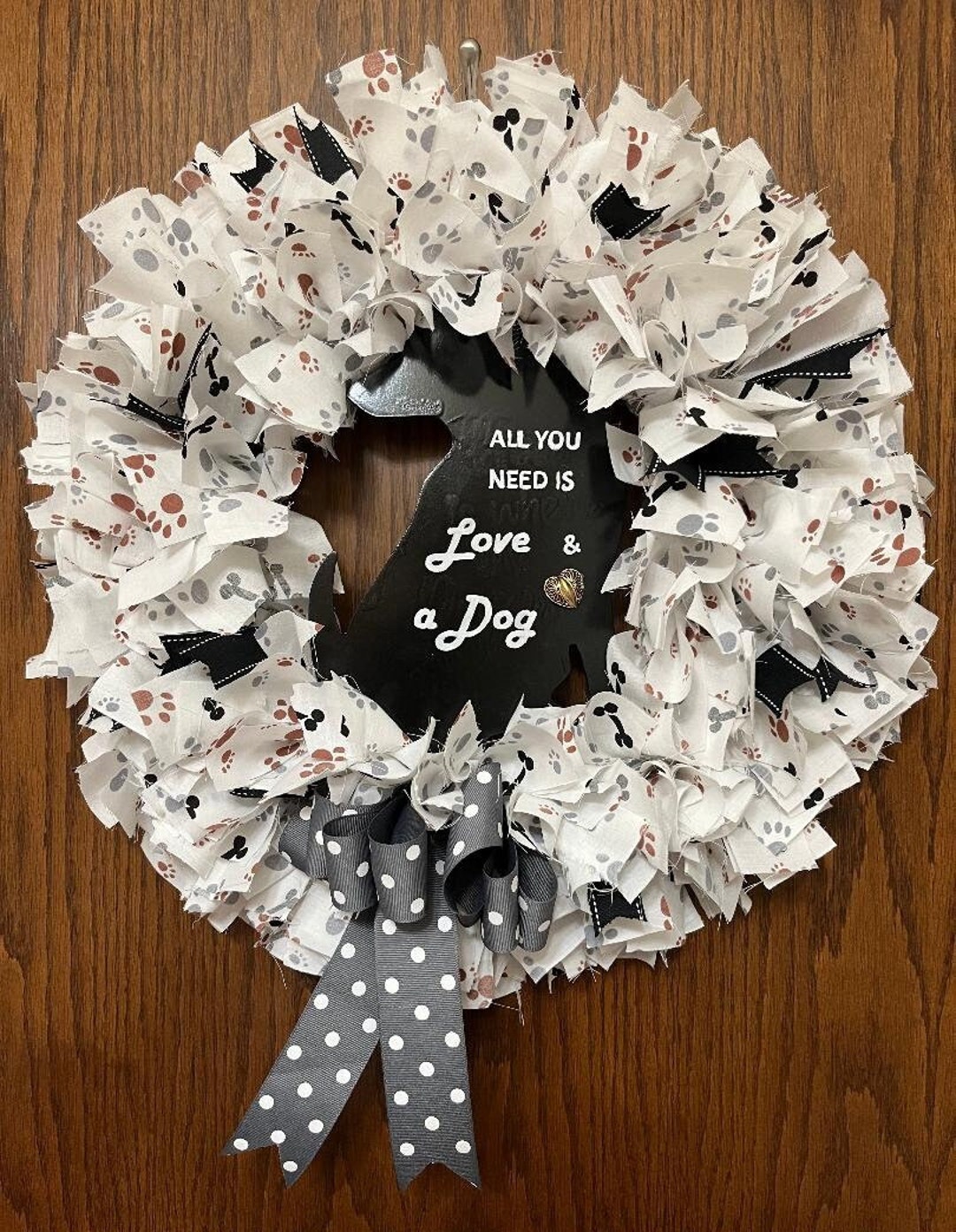 Fluffy 18 Round NEW Handmade Rag Wreath love and a Dog - Etsy