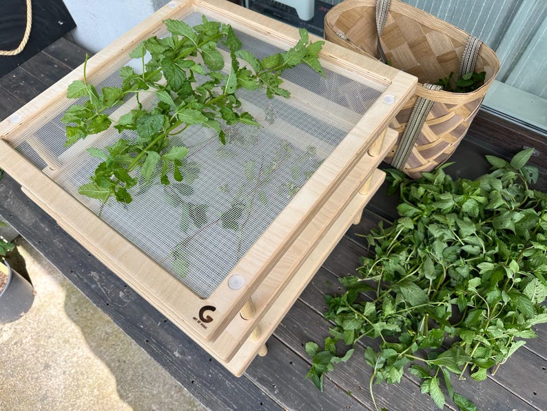 Tea Drying Rack Stackable Herb Dryer Wooden Tray Personalised Flower ...
