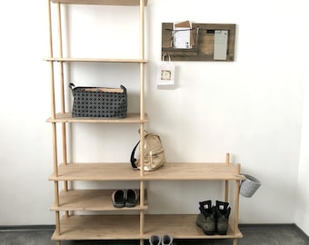 Estantes separadores de ambientes de madera Estantería alta de mediados de siglo Estantería modular a medida
