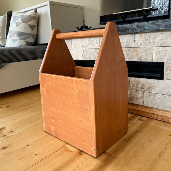 Fireplace Log Basket Modern Minimalist Firewood Storage Wood Holder Log Carrier with Handles Farmhouse Decor Gift for her