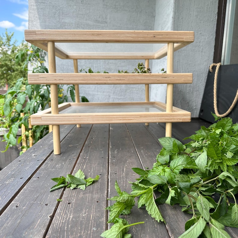 Tea Drying Rack Stackable Herb Dryer Wooden Tray Personalised Flower ...