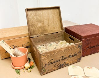 Caja de semillas personalizada, regalo vintage para padres, organizador rústico de paquetes de semillas, banco de semillas