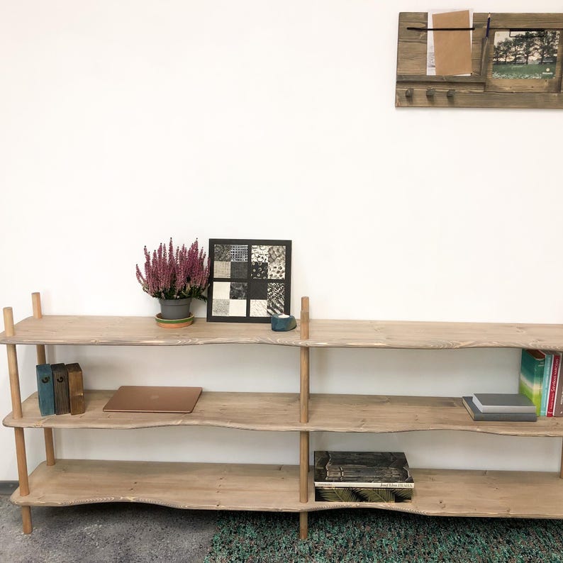 wavy shelf room divider handmade bookshelf