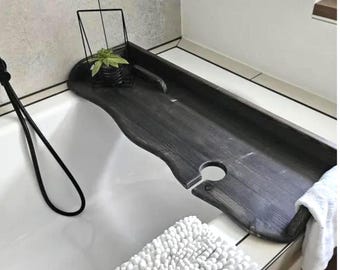 Live Edge Solid Wood Bath Caddy Minimalist Pine Bath Tray Personalized