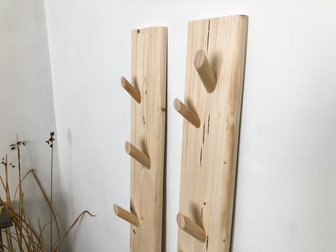 Vertical Coat Rack Wall Mounted Solid Wood Coat Rack Entryway Etsy