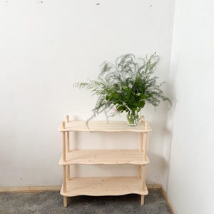 low wooden bookcase wavy