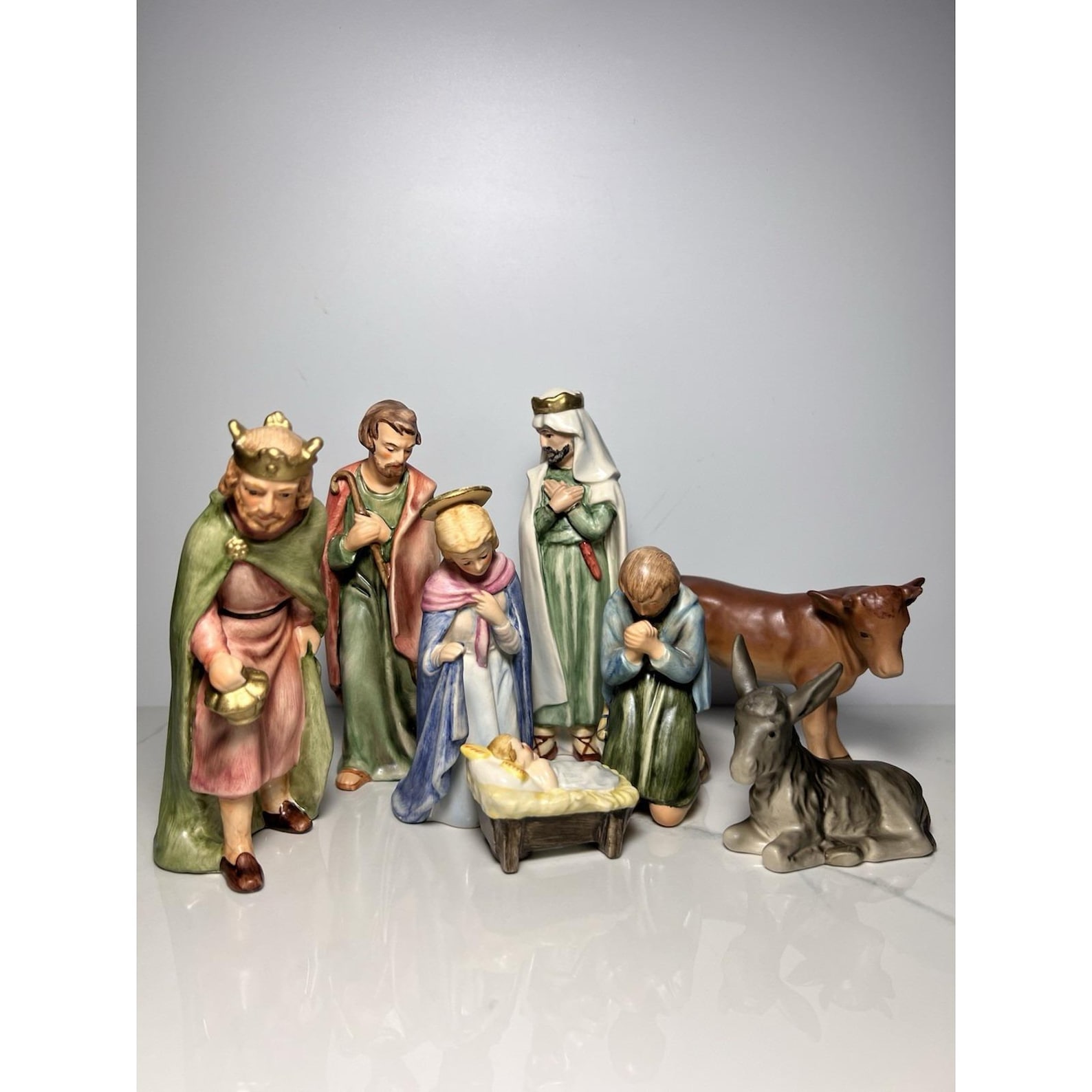 VTG Goebel Hummel Porcelain Christmas Nativity 8 Piece 1965 Set German