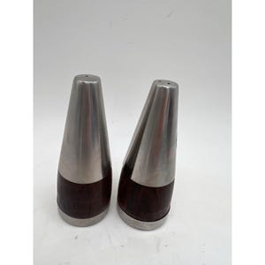 VTG Danish MCM Salt & Pepper Shakers Teak And Stainless Steel 1960s