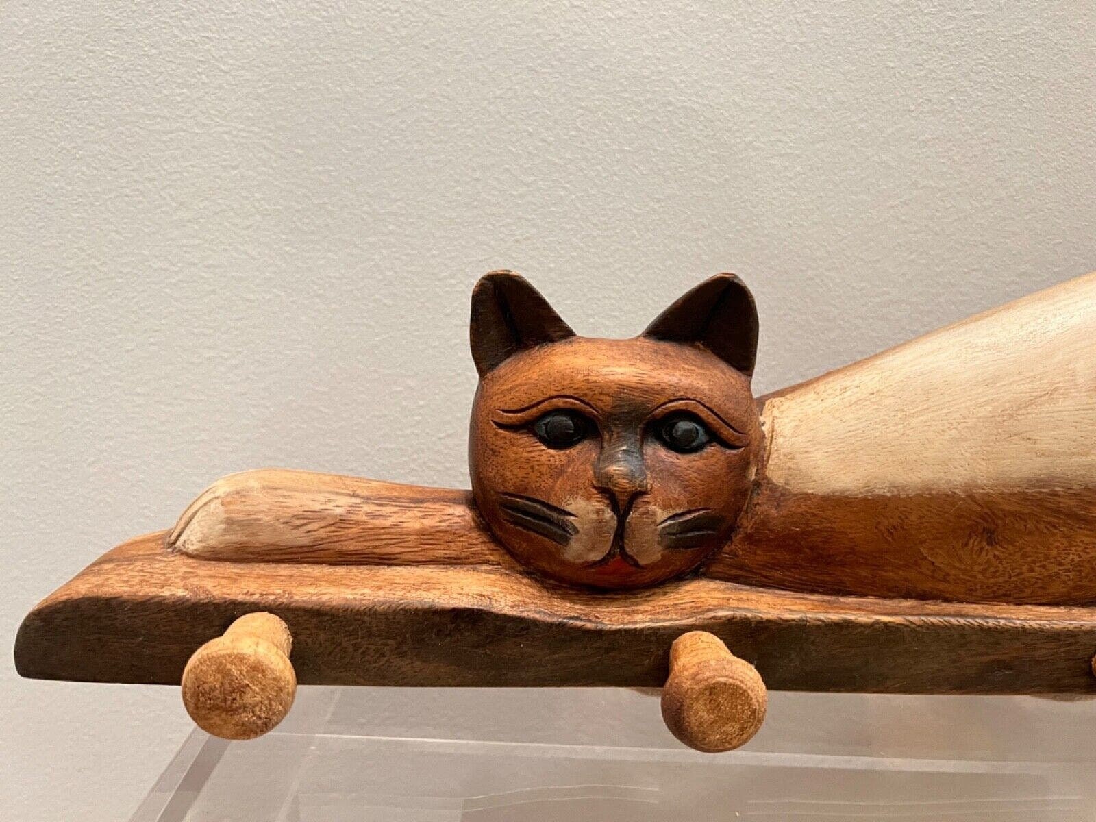 木彫りの吊り下げ式猫用壁掛けフック - Etsy 日本