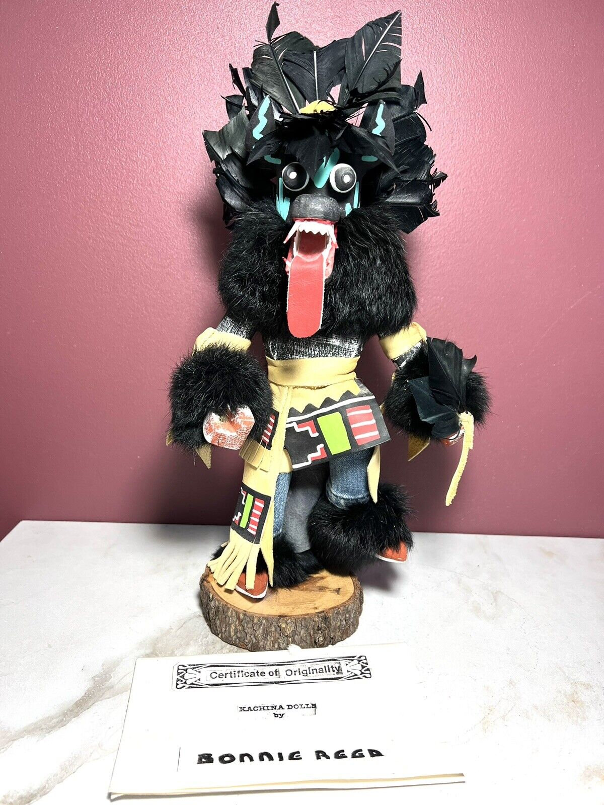 Native American Kachina Doll by BONNIE REED “black Wolf “1986