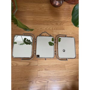 VTG Triptych Tri-Fold Mirror Wall Mounted Folding 1950-60s