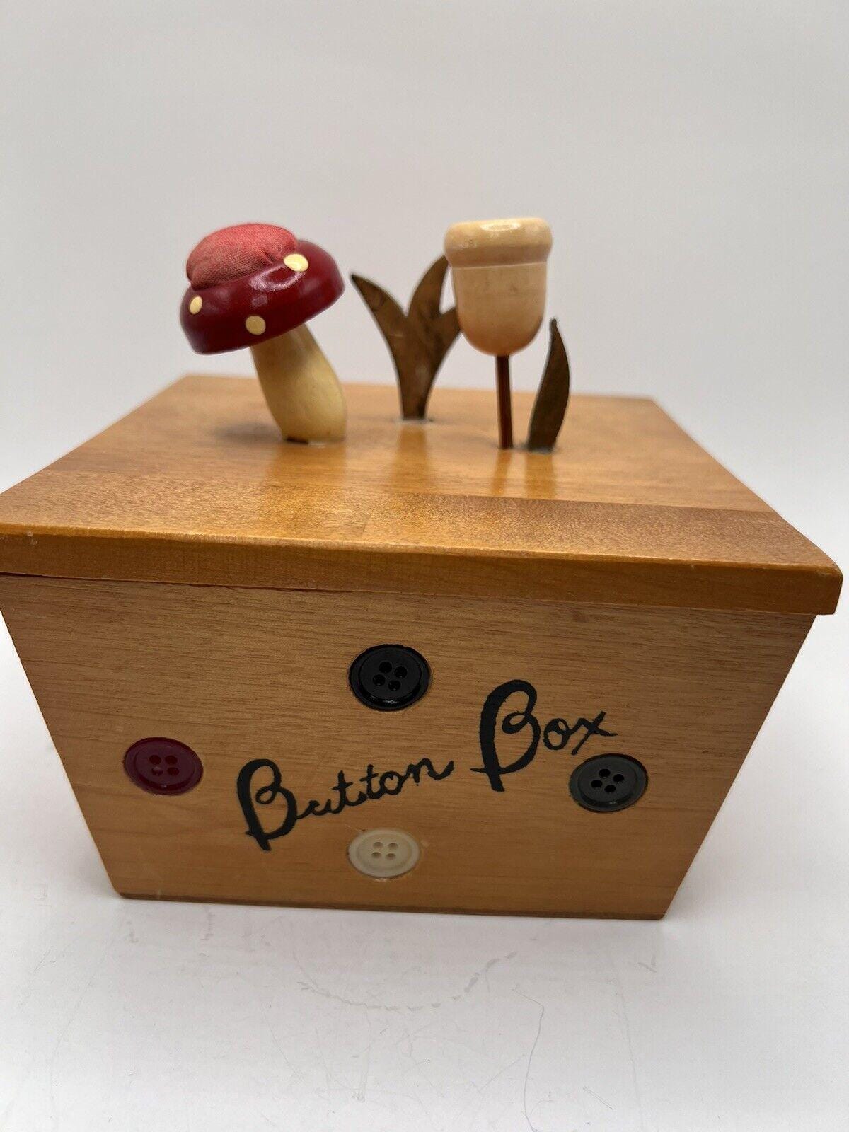 VTG Wooden Sewing Button Box Mushroom Tulip Japan - Etsy Canada