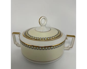 Vintage Heinrich Bavaria Germany Cream & Gold Sugar Bowl