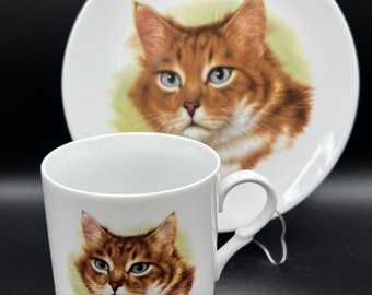 Schumann Arzberg Bavaria Germany Tabby Cat Cup & Plate Set