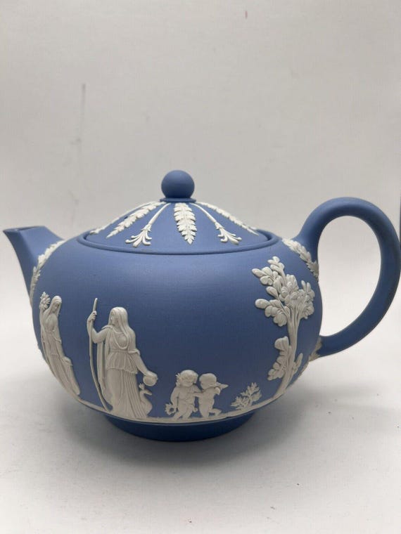 イギリスアンティーク ウェッジウッド ジャスパー ティーポットとジャグ アンティークウエッジウッド wedgwood ジャスパー ティーポット