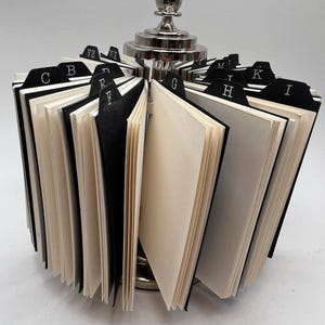 Organizador giratorio de tarjetas con carrusel de Pottery Barn para decoración de oficina VTG