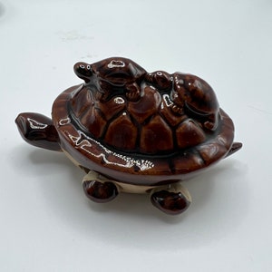 Vintage Ceramic Lucky Chinese Turtle Figurine With Wiggling Head & Feet