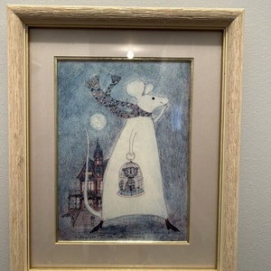 Whimsical Cat and Mouse Lithograph by Bob Holloway - Limited Edition Signed Artwork #396/800