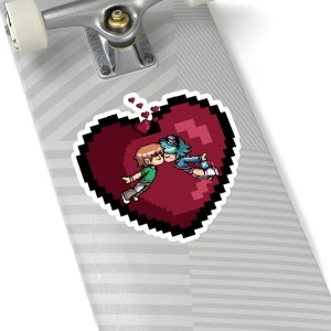 Scott Pilgrim & Ramon Flowers Heart Sticker, Cartoon Laptop Decal, Comic Book Sticker, Pop Culture Gift, Cool Sticker