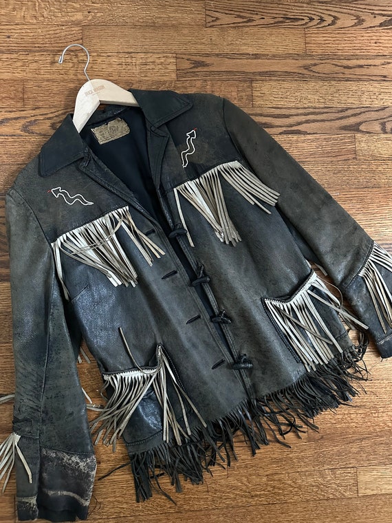 RARE Vintage Handmade Leather Tassel Jacket- MEDIU