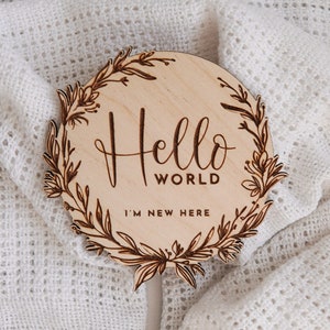 Personalised Hello World Birth Announcement Sign Welcome To The World Sign Baby Arrival Sign Baby Announcement Plaque Baby Name Reveal Sign